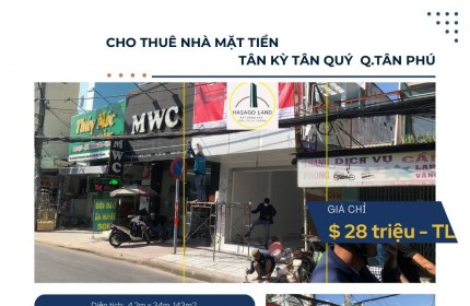 Cho thuê nhà Mặt Tiền Tân Kỳ Tân Quý 143m2, 28 triệu, gần trường Đại Học